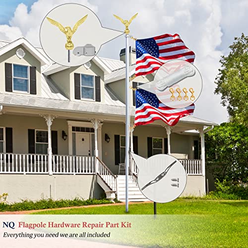 NQ Kit de peças de reparo de ferragens para mastro de bandeira - corda de 15 m + topo de águia de 16