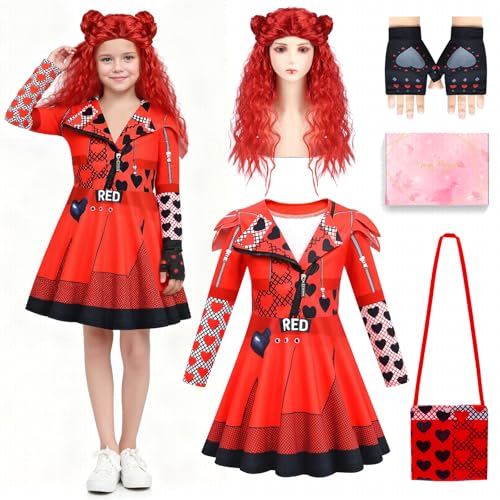 TOLOYE Red of Rise Costume Red of Rise Dress with Crossbody Bag Wig and Gloves Halloween Costumes for Kids Fancy Dress for Carnival Cosplay Party Halloween Girls Gift (Red 130)