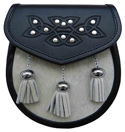 UT Kilts Semi Formal Faux Fur Leather Sporran with Tassels