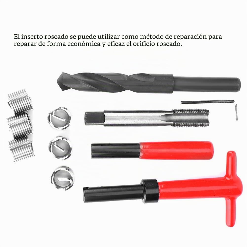 Kit de reparación de roscas de 11 piezas, M16x1.5 longitud 1.5D Acero inoxidable Taladro retorcido Llave de rosca Herramienta de inserción roscada, Conversión de unidades métricas-imperiales Kit de re
