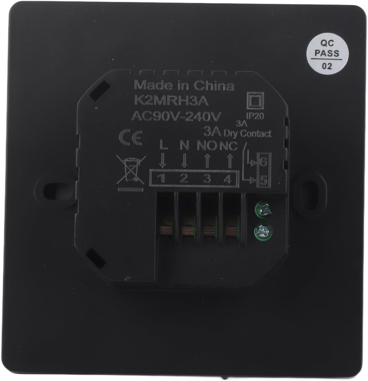 Thermostat wiring terminals close-up