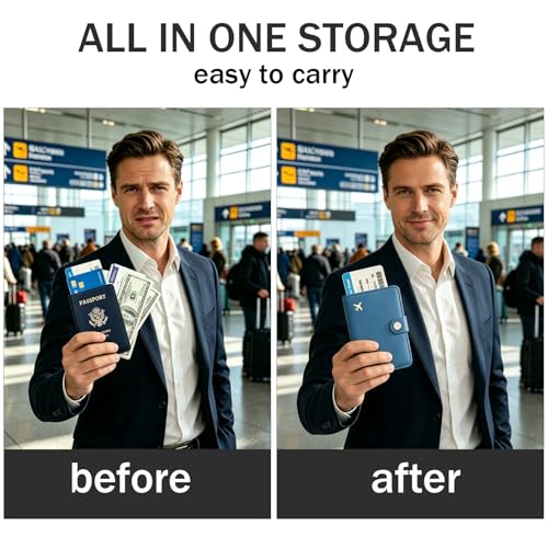 Image of ZOPPEN Passport Holder RFID Blocking Travel Wallet, Denim Blue | Passport Cover with Multiple Card Slots, Water-Resistant & Easy-Carry, Must-Have Travel Accessory for Men & Women.