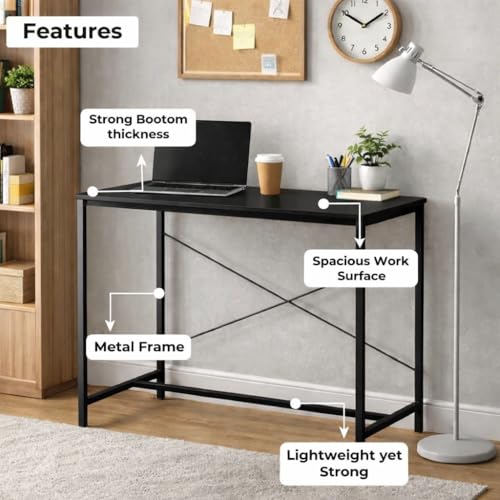 Image of Callas Home Work Desk Study Table | Computer Table for Home | Office Table | Desktop and Laptop Table | Office Desk (ST-10-Black)