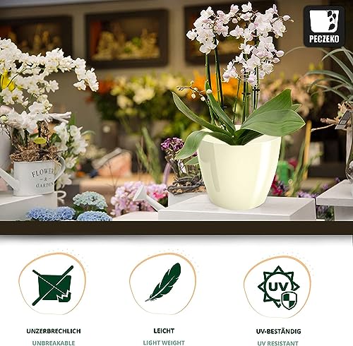 PECZEKO Flower Pot Shiny Plastic Planter Decorative Pot for Large and Small Plants Set of 2 Flower Pot, Flower Pot Herb Pot - Image 2