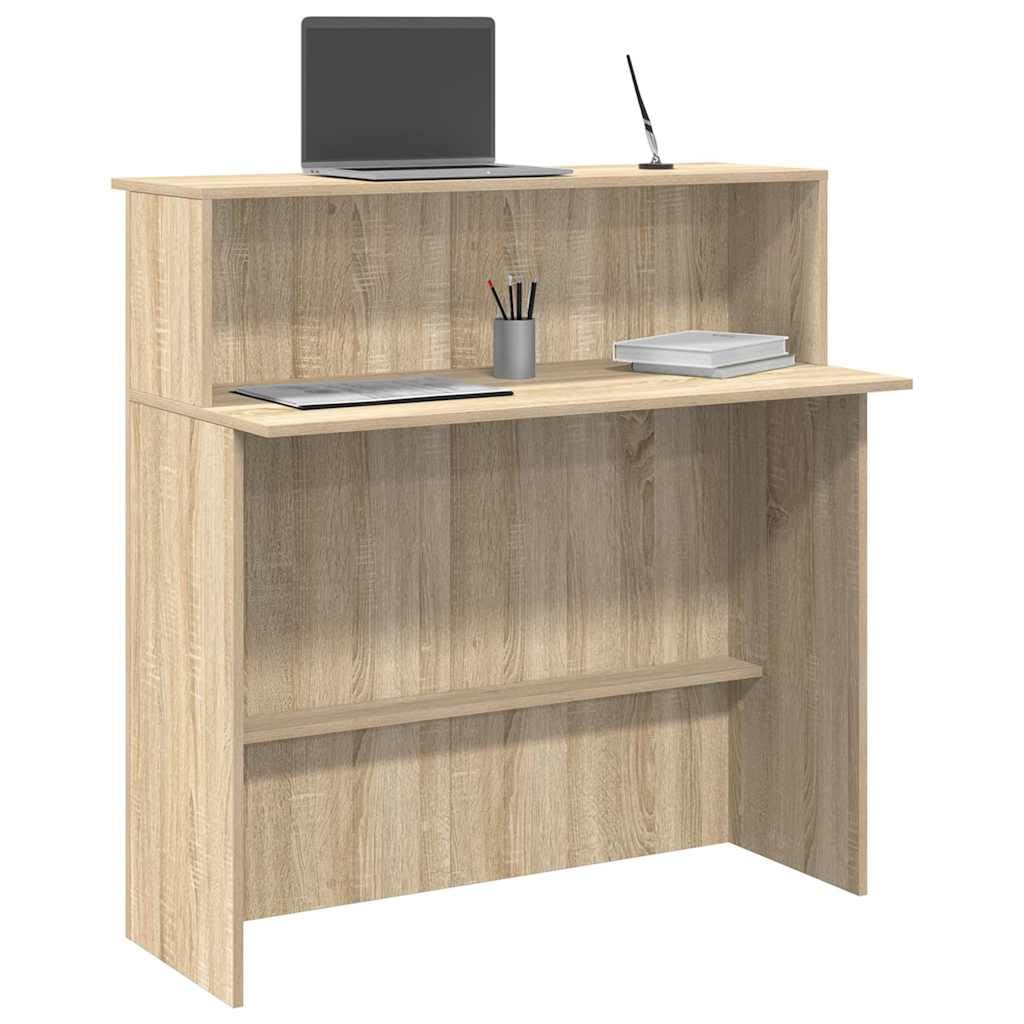 Générique Bancone di ricezione in legno di ingegneria, 100 x 50 x 103,5 cm, con ripiano integrato, scrivania per interazioni discrete, per riporre forniture ideale per uffici,