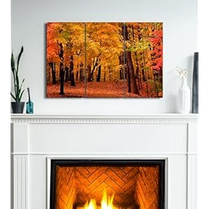 Forest Wall Art Decor - 3 Piece Set, Decorative Framed Autumn Fall Tree Canvas Art Multi Panel Split Prints for Living Room, Kitchen, Bedroom, Office & Home Decor Gift Forest Wall Art Decor 3 Piece Set Decorative Framed Autumn Fall Tree Canvas Art Multi Panel Split Prints for Living Room Kitchen Bedroom Office Home Decor Gift