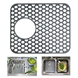 ADERTOS Silicone Sink Mat Folding Non-Slip Sink Protectors Kitchen Sink Protector Mat Silicone Mats Counter Protector for Bottom of Kitchen Sink, Dishes and Glassware Drain Mat - Grey, 34 x 29.5cm