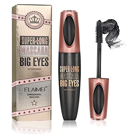 4D Silk Fiber Eyelash Mascara, Extra Long Thick & Voluminous Lash Mascara, Black Long-Lasting Waterproof 4D Mascara for Makeup Cover