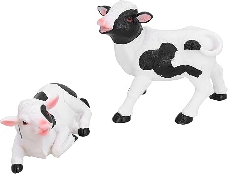 2 PCS Cute Cows Statue,Creative Resin Cow Garden Figurines Funny Art Sculpture for Living Room Bedroom Patio Garden Outdoor DecorPair of Small Cows