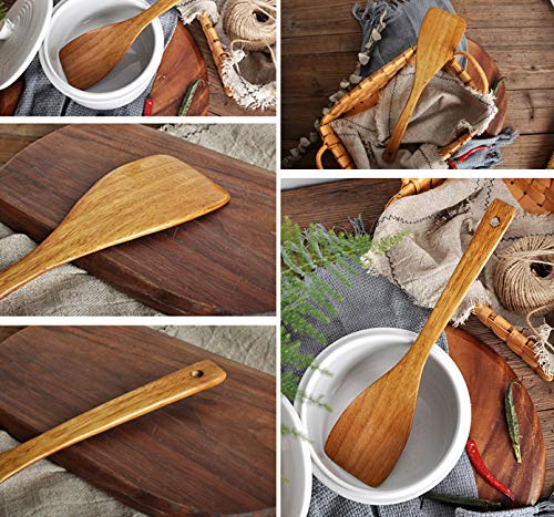 Image of FJNATINH Wooden Spatula.Long Handle Flat Frying Spatula. Handmade For Kitchen Cookware (Frying Spatula)