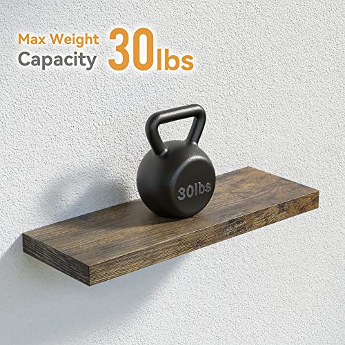 Boswillon Wall Mounted Floating Shelves, 4 Sets Wall Shelves For Bedroom With Invisible Brackets, Display Shelves For Wall Decor, Wall Shelf For Bathroom, Kitchen, Living Room – Rustic Brown #TOP1