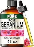 KUKKA Rose Geranium Essential Oils - 4 Fl Oz - for Hair, Skin, Diffuser, Aromatherapy & DIY Soap Making Scent