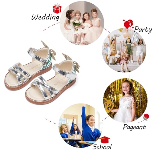 Image of PHIRAMIN Toddler Flower Girl Sandals - Girl Dress Shoes Toddler Little Kid Wedding Party