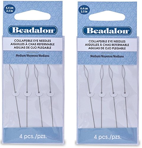 Aiguilles de perlage pliables Beadalon 2.5cm lot de 2 à grand œil flexible