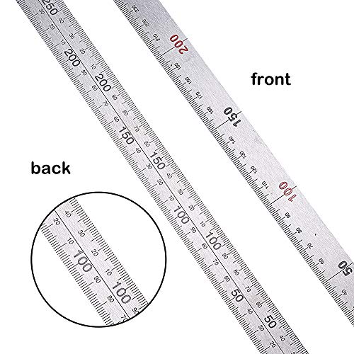 Siumir Inoxydable Règle Carrée en Forme de L de 90 Degrés Règle Double Face Métal Règle 150 x 300 mm