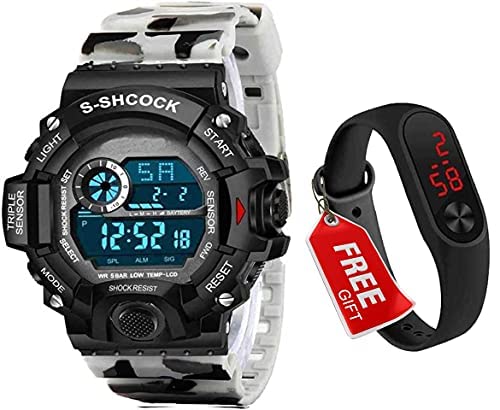 MIVAAN Army Shockproof Waterproof Digital Sports Watch for Mens Kids Sports Watch for Boys - Military Red Army Watch for Boys (Grey) (B095XB4J8P) Amazon Price History, Amazon Price Tracker