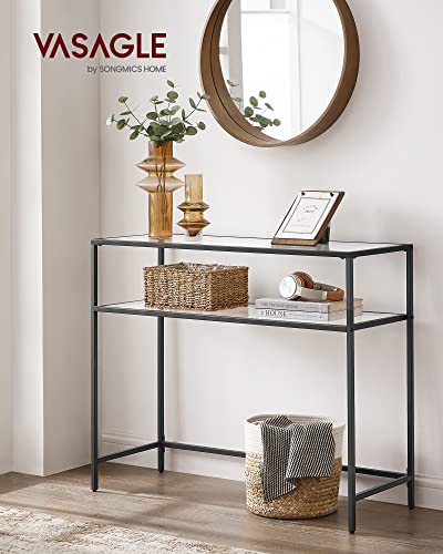 Image of VASAGLE 39.4 Inchs Console Sofa Table, Tempered Glass, 2 Shelves
