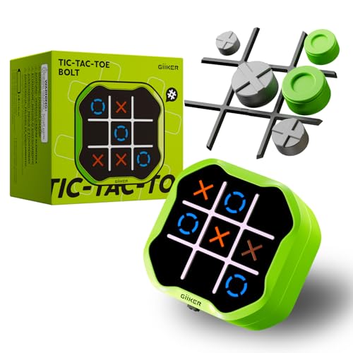 GiiKER Tic Tac Toe Bolt-Spiel, Original 3-in-1-Handheld-Puzzle-Spielkonsole, tragbare Reisespiele, Brettspiele für Kinder und Erwachsene, Geburtstagsgeschenke für Kinder ab 3 Jahren (Green)