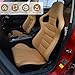 WTRAVEL Racing Seats 2 Pcs Reclinable Bucket Seats with 2 Sliders Adjustable PU Leather Seats Universal Sport Seats for Cars (Beige, 36.6