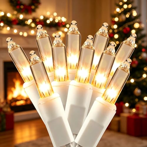 Warm White Christmas Light 5Ft 10 Bulb 4 Bulb Space Connecte End-to-End