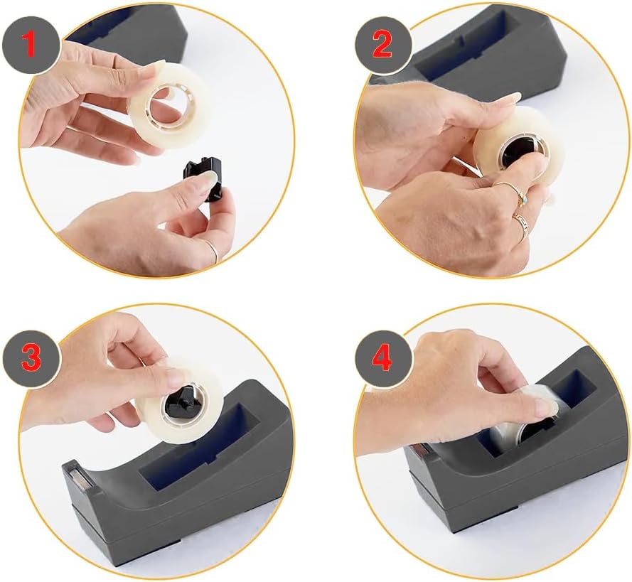 Miniatura 4 de Dispensador de cinta de escritorio, base antideslizante, 12 rollos de cinta invisible con dispensador de 34 pulgadas x 1000 pulgadas, repuestos de