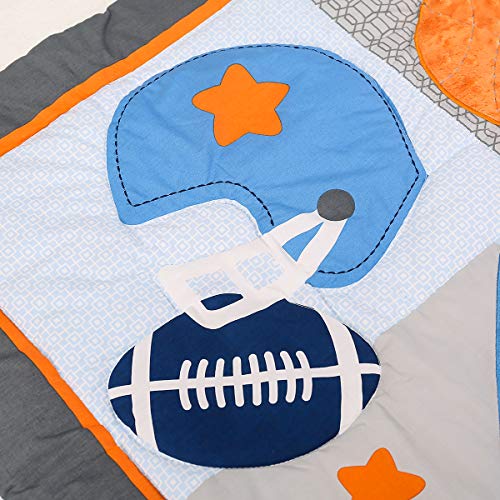 Brandream Sport Baby Crib Bedding Sets - No.1 Champ Ball Theme Boys Nursery Set | 3-Piece Nursery Set | Baby Quilt, Fitted Crib Sheet, Dust Ruffled Included - Blue & Gray #TOP2