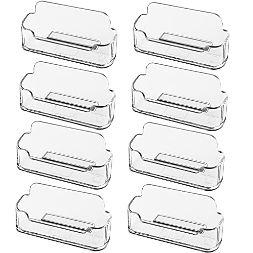 8 Pack Business Card Holder for Desk, Acrylic Clear Business Card Holder Business Card Stand, Plastic Business Card Display, Fits 30-50 Business Cards (8)
