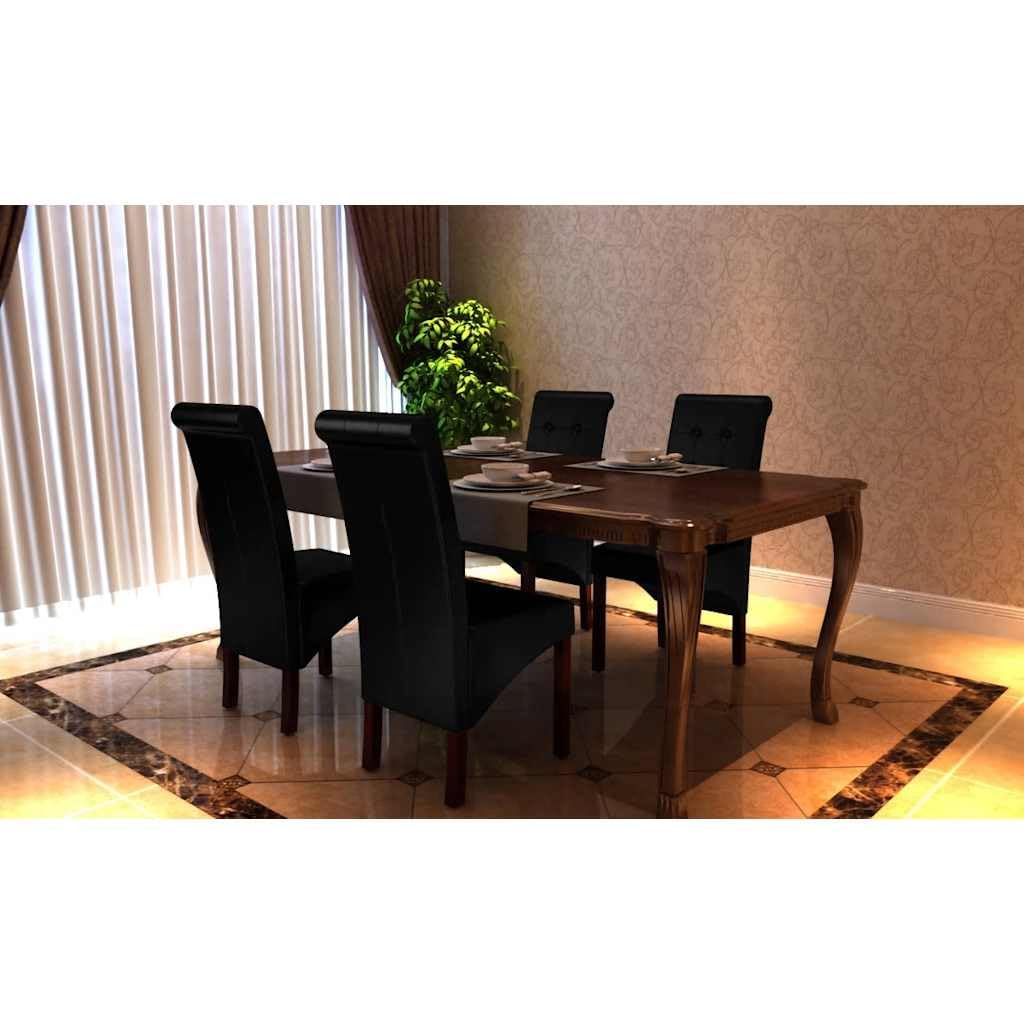 Makastle Chaises de Salle à Manger Lot de 4 Noir Similicuir
