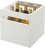 Vista 13 de iDesign - Organizador renovable de madera de Paulownia para tocadiscos, 10.5 x 1.19 x 10.5 pulgadas, color blanco lavado