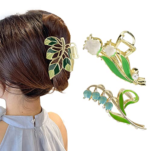 Accesorios para cabello metálicos con flores 3 piezas miniatura 2
