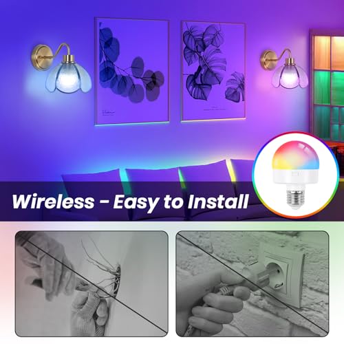 Image of Battery Operated Wall Sconce, Vintage Wall Sconce with Gold Trim Tulip Glass Lampshade Rechargeable Battery Powered Wall Light with Remote Control for Bedside Bedroom Doorway