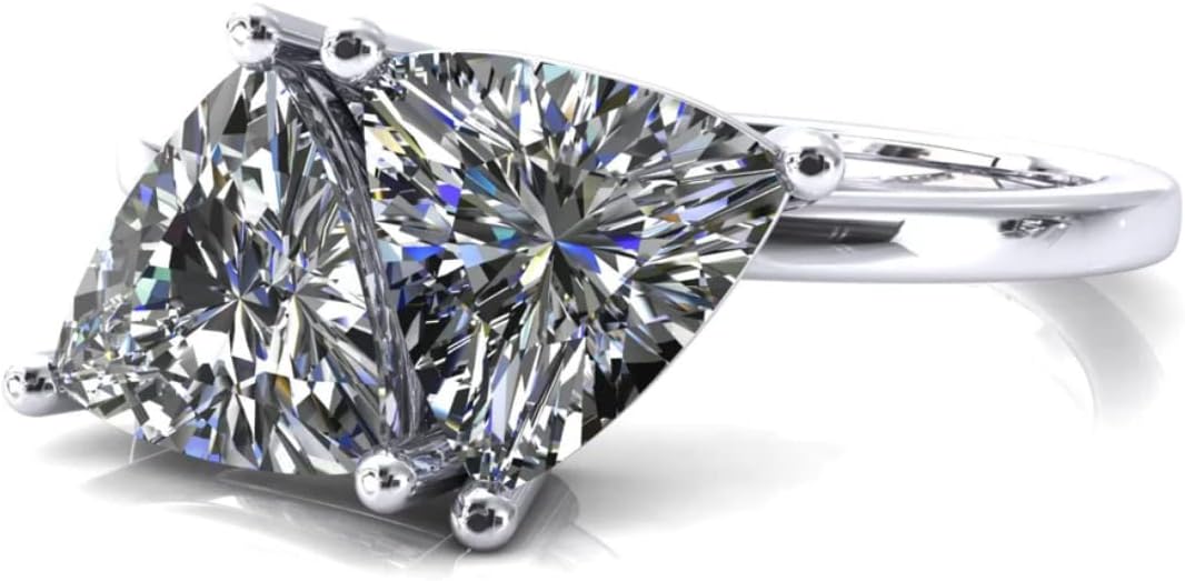 Trillion Cut Two Stone Toi Et Moi Moissanite Engagement Rings for Women | Diamond Wedding Ring | Bridal Sets Solitaire Handmade Vintage Antique Unique Anniversary Promise Gifts