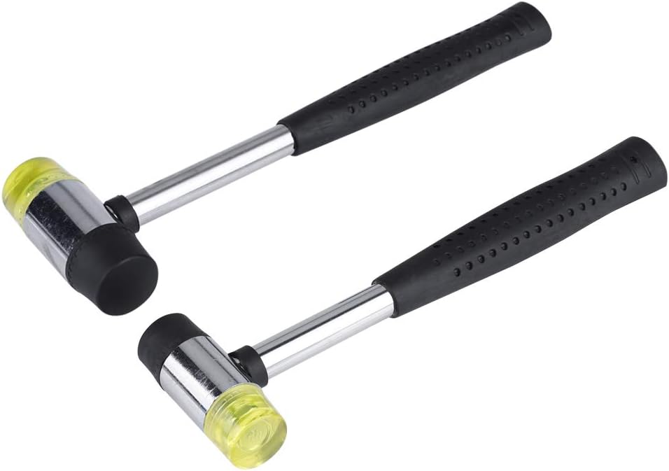 Leather Carving Hammer Mallet 2 Different Size Leather Mallet With Plastic Handle Professional Dual Head Hammer With Rubber And Resin Head For Diy Leather Punching Stamping Craft