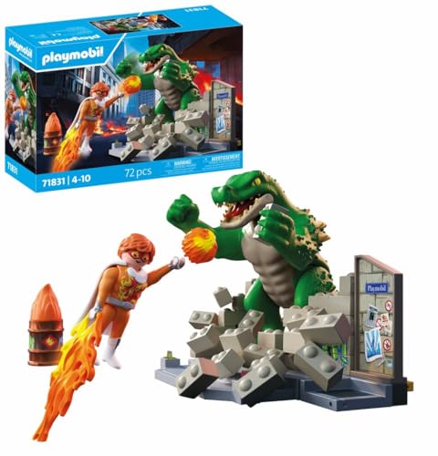 Playmobil Hero Showdown with Giant Lizard