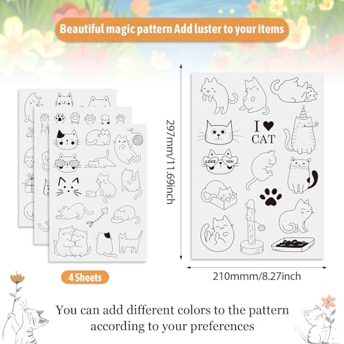 Image of Spritewelry 57 Pcs Cat Water Soluble Embroidery Patterns Kitten Cat Stick and Stitch Transfer Embroidery Paper Wash Away Adhesive Stabilizers for Hand Sewing Beginners Starter Adult