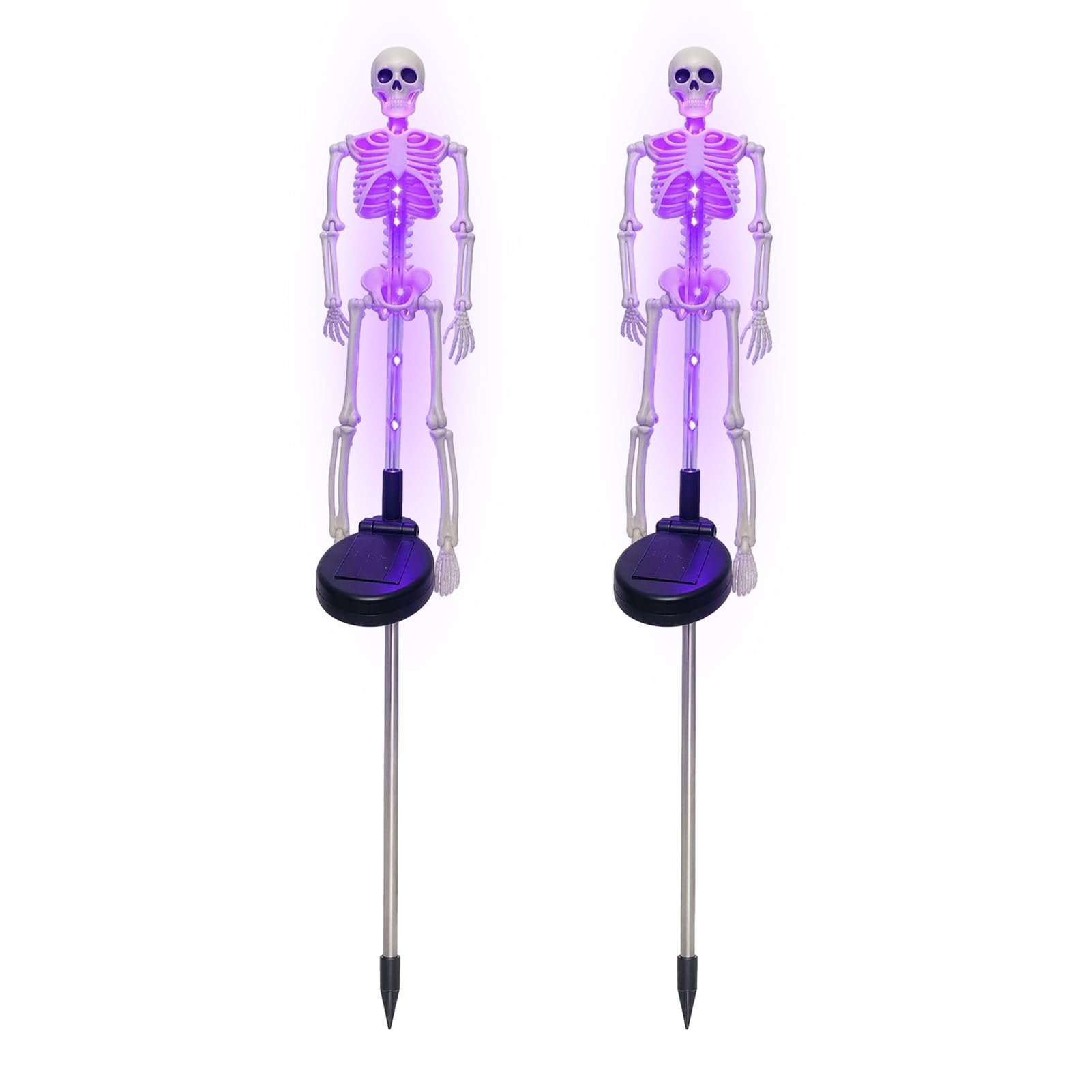 FrolicFit 2Pcs Solar Skeleton Stake Lights, Waterproof Halloween Path Decor