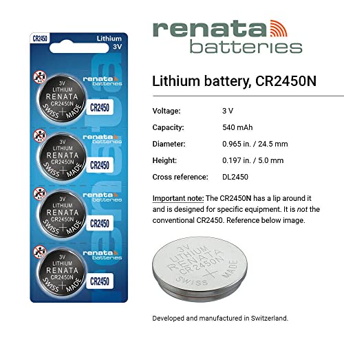 Baterías Renata CR2450N Lithium 3V Pila de Botón 4 unidades miniatura 2