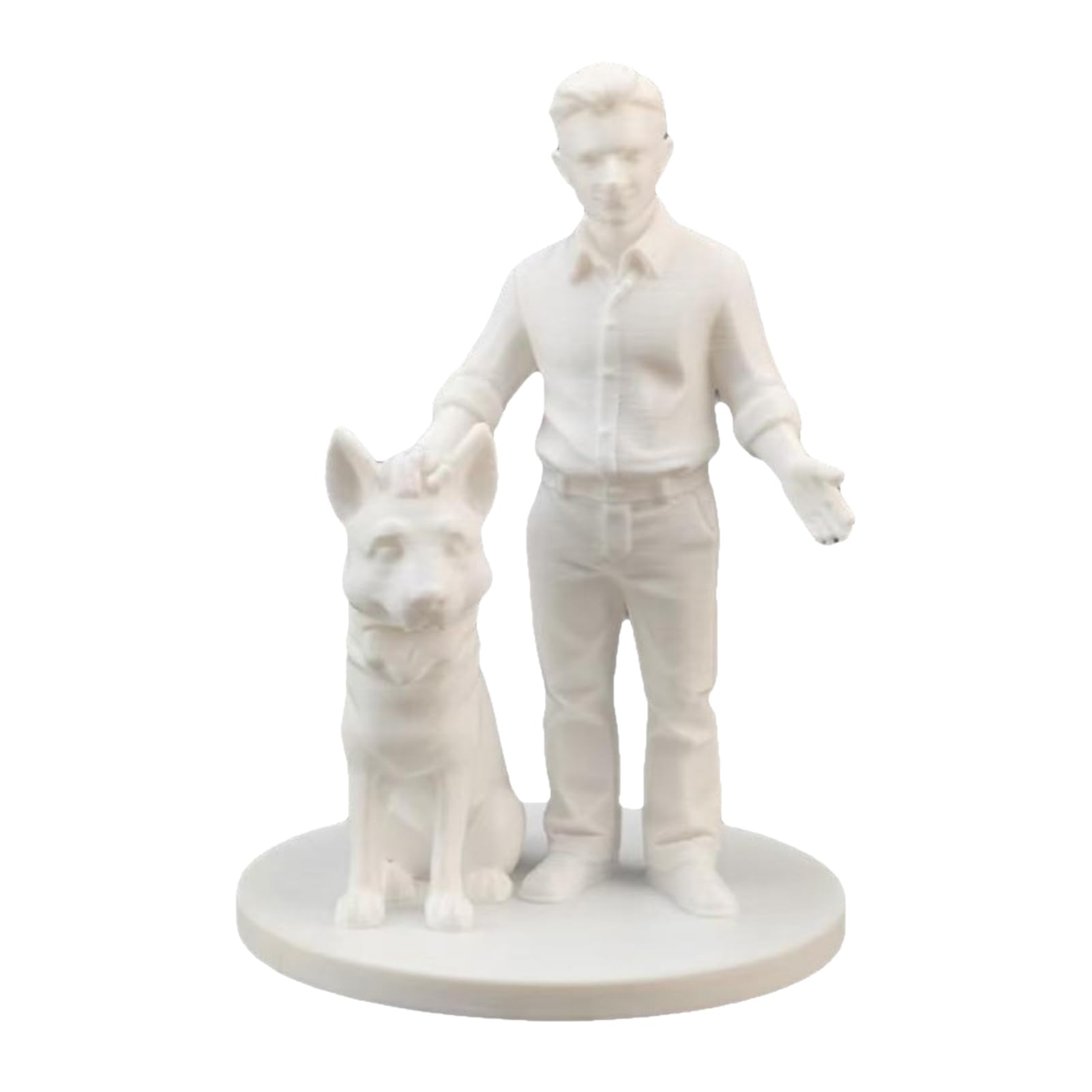 Virelynx 3D Printed Man with Dog Figurines – Interactive Dog Gift for Dog Lovers, Man and Dog Statue Minimalist Puppy Owner Decor