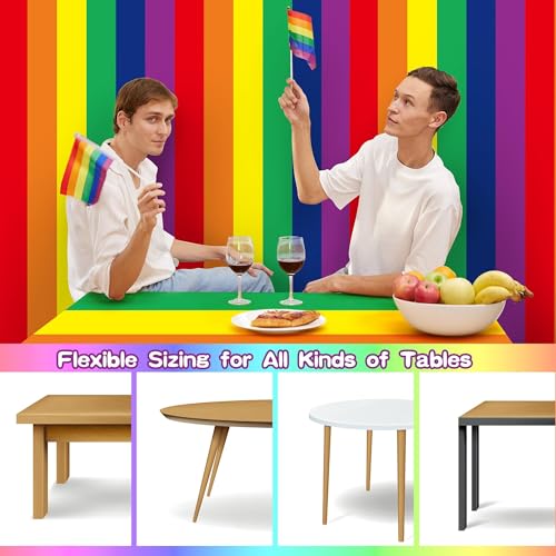 Image of Kochorie 100 Ft x 54 Inch Rainbow Tablecloth Roll with Cutter Box Gay Pride Tablecloth Cut to Size Table Cover Disposable Rainbow Pride Backdrop for Indoor Outdoor Events Party Supplies