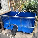 Aquarium-Poolteich, oberirdischer Koiteich mit Fenster, temporäres Fischbecken mit Ablassventil, Fischbecken für draußen mit transparenter Sichtscheibe, einfache Montage(Blue-0.4m,0.5x0.5m)