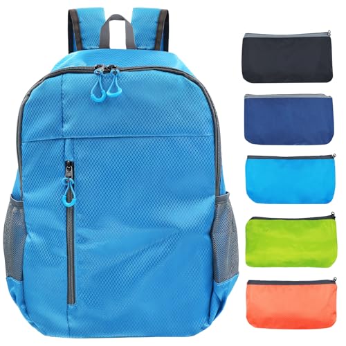 CHEESANHERR Mochila Plegable Ultraligera, Mochilas Trekking 20L, Mochila Senderismo Pequeña Marcha Montaña Excursiones Deporte Acampar Viaje para Hombre Mujer (Azul)