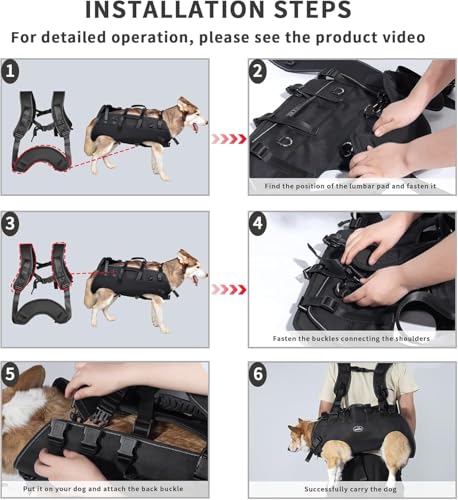 Wakytu Hundefördergurt Sling Lift ideal für Haustiersupport Rehabilitation mit verstellbarem Polster atmungsaktivem Riemen zum Spazierengehen für Hunde mit Behinderungen verminderter Stabilität 7-15kg