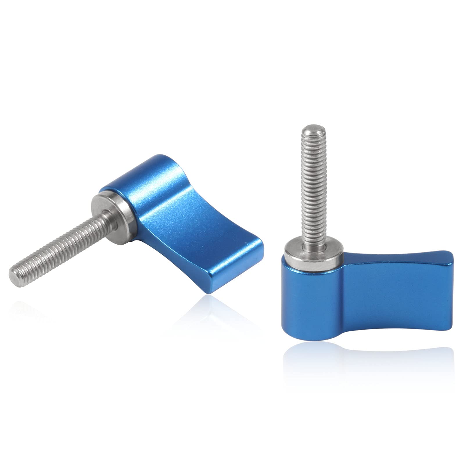 SPEEDWOX 2 Pcs Male Threading Rotating Knob, M4 20mm Adjustable Thumb Lever Screw,Rotating Knob with Single Wing, Blue Aluminum Alloy — image 1