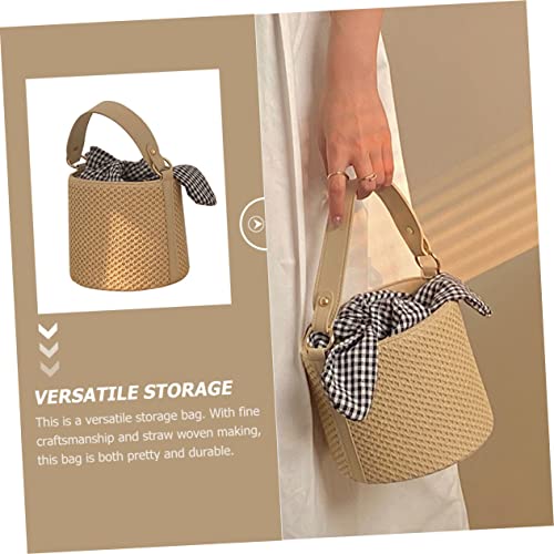 Bolso de cubo tejido para mujer estilo tote cruzado miniatura 6