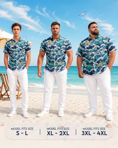 Image of 99TIMORO Fathers Film Button Down Shirt for Men, Funny Hawaiian Short Sleeve Top, Summer Beach Gifts