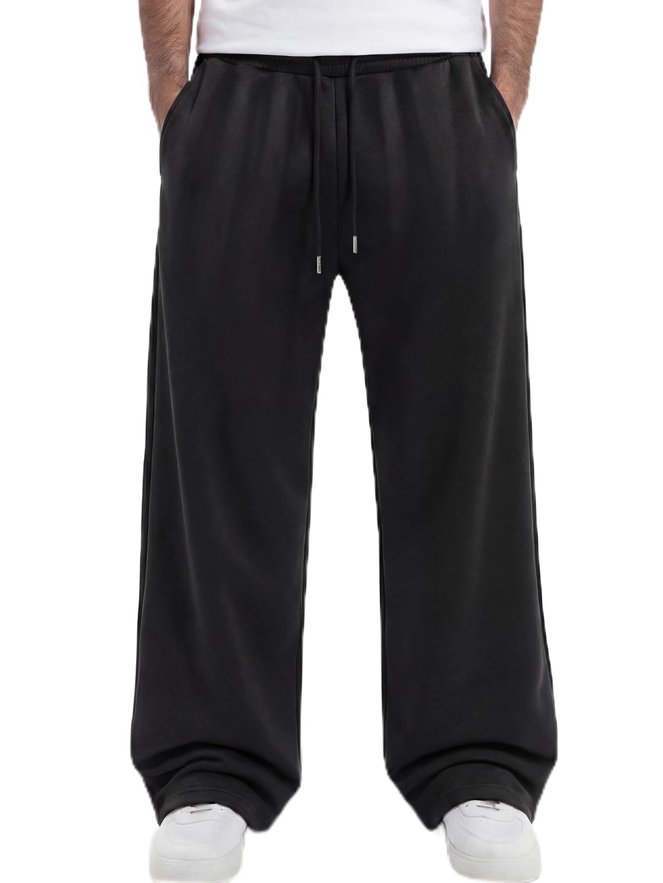 Mens Baggy Sweatpants Wide Leg Lounge Sweat Pants with Pockets