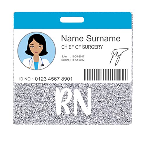 Plifal Rn Badge Buddy Card Nurse Nursing Accessories Glitter Silver Horizontal Badge Identification Tags #TOP1
