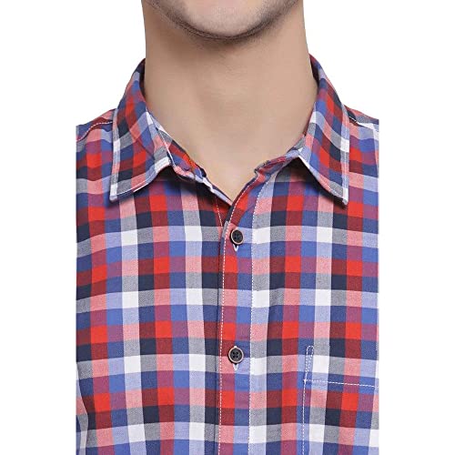 Image of Pepe Checks Cotton Stretch Regular Fit Mens Casual Shirt (A21MARCUSIPRED-P)