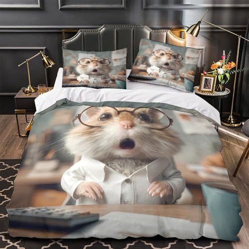 Housse de couette hamster 3D imprimé idée cadeau originale lit simple - 2