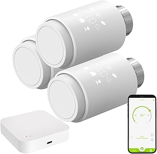 revolt Thermostat Gateway: 3er-Set smarte Heizkörperthermostate mit Display, App, ZigBee-Gateway (Heizkörper Thermostat Digital, Heizkörper Thermostat WiFi)